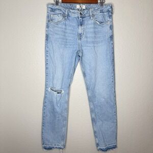 We The Free Jeans Womens 30 Light Wash Distressed Raw Hem 90s‎ Grunge Ankle Crop